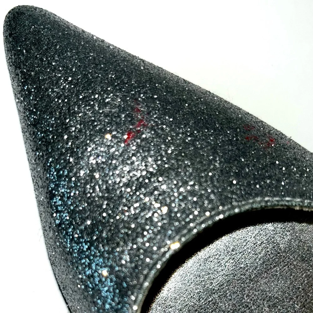 Stuart Weitzman Silver Glitter Pointed-Toe Pumps